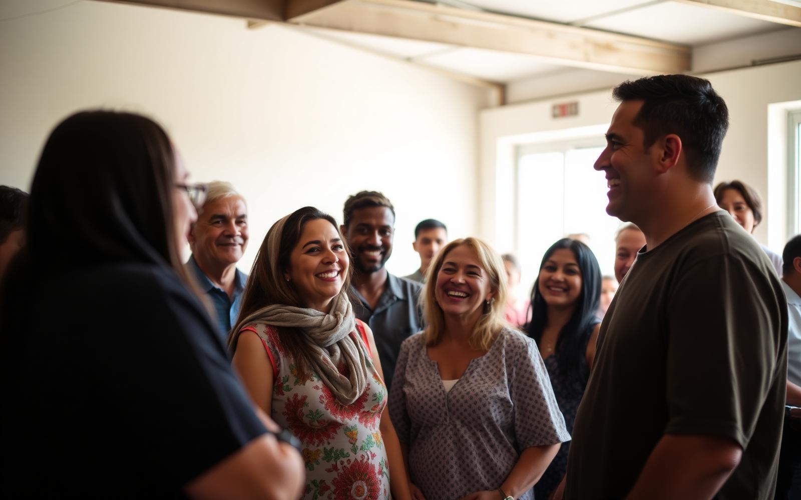 Pessoas reunidas em espaço comunitário